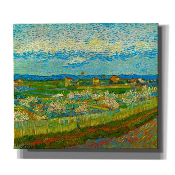 Epic Graffiti 'Peach Trees In Blossom' by Vincent Van Gogh, Giclee Canvas Wall Art, 30"x26"