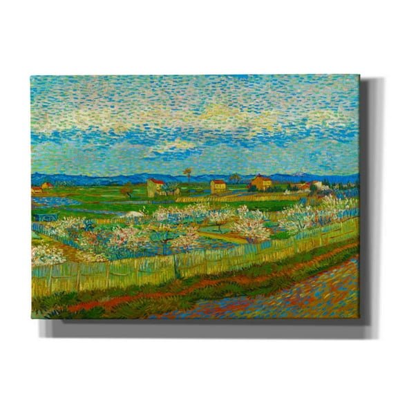 Epic Graffiti 'Peach Trees In Blossom' by Vincent Van Gogh, Giclee Canvas Wall Art, 54"x40"