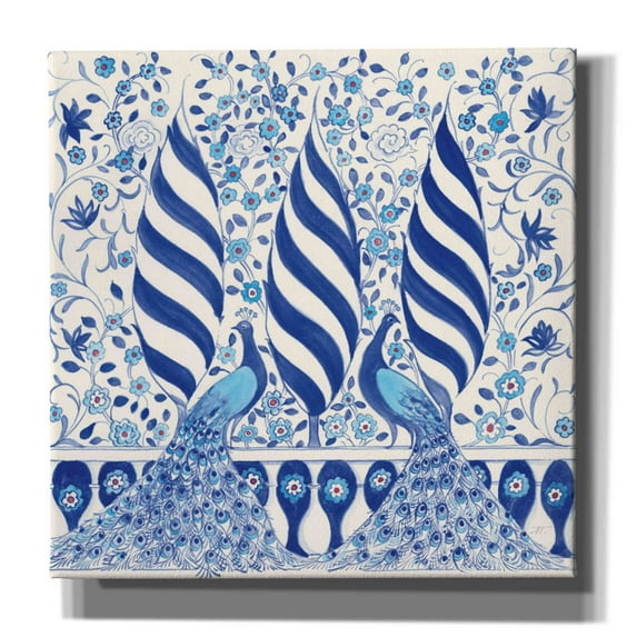 Epic Graffiti 'Peacock Garden V' by Miranda Thomas, Giclee Canvas Wall Art, 12"x12"