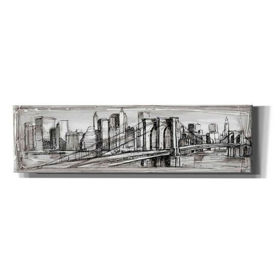Epic Graffiti 'Pen & Ink Cityscape II' by Ethan Harper Canvas Wall Art, 12"x36"
