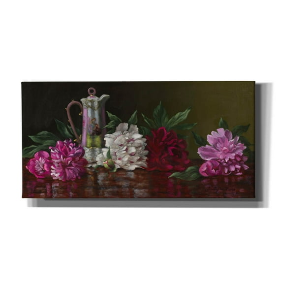 Epic Graffiti 'Peonies And Tea' by Christopher Pierce, Canvas Wall Art, 40"x20"