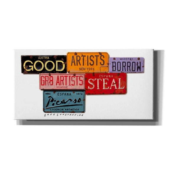 Epic Graffiti 'Picasso Artists Steal' by Gregory Constantine, Giclee Canvas Wall Art, 24"x12"