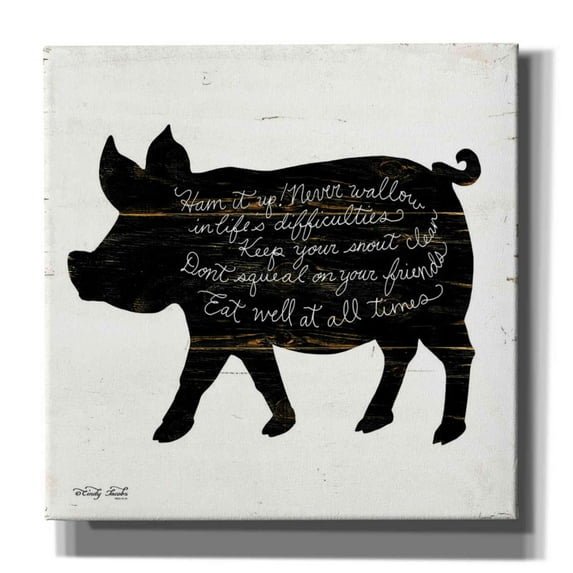 Epic Graffiti 'Pig - Ham it Up' by Cindy Jacobs, Canvas Wall Art, 18"x18"