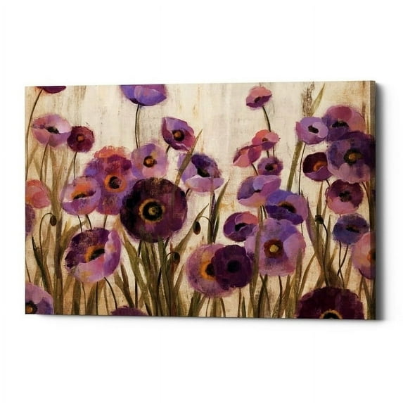 Epic Graffiti 'Pink And Purple Flowers' by Silvia Vassileva, Canvas Wall Art, 40"x60"