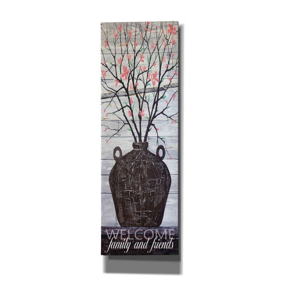 Epic Graffiti 'Pink Blossoms Jug' by Cindy Jacobs, Canvas Wall Art, 12"x36"