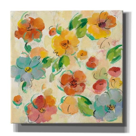 Epic Graffiti 'Playful Floral Trio III' by Silvia Vassileva, Canvas Wall Art, 18"x18"