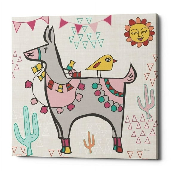 Epic Graffiti 'Playful Llamas II' by Farida Zaman, Canvas Wall Art, 37"x37"