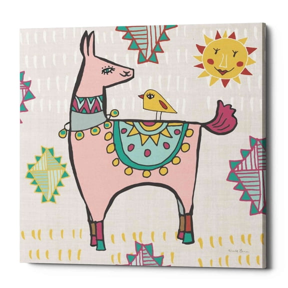 Epic Graffiti 'Playful Llamas III' by Farida Zaman, Canvas Wall Art, 18"x18"