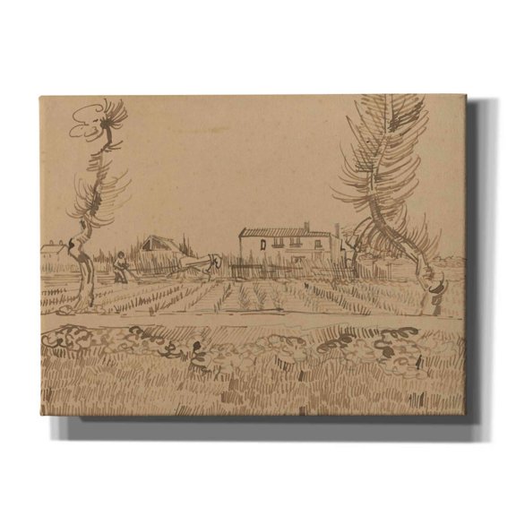 Epic Graffiti 'Ploughman In The Fields Near Arles' by Vincent Van Gogh, Giclee Canvas Wall Art, 16"x12"