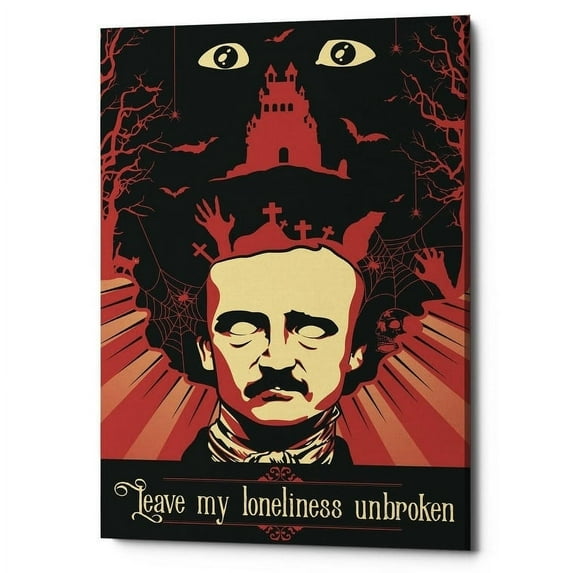 Epic Graffiti 'Poe' Giclee Canvas Wall Art - Red 18" x 26"