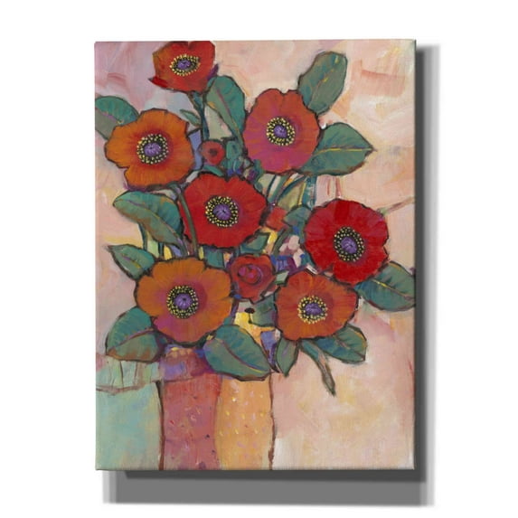Epic Graffiti 'Poppies in a Vase I' by Tim O'Toole, Canvas Wall Art, 12"x16"