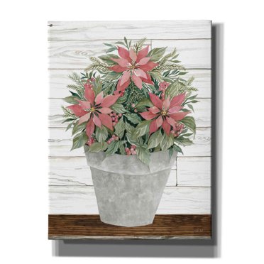 Epic Graffiti 'Pot of Poinsettias' by Cindy Jacobs, Canvas Wall Art, 12"x16"