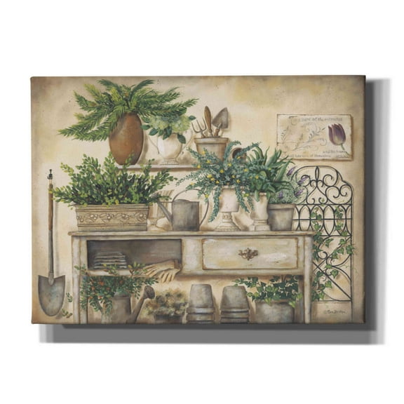 Epic Graffiti 'Potting Bench II' by Pam Britton, Canvas Wall Art, 54"x40"