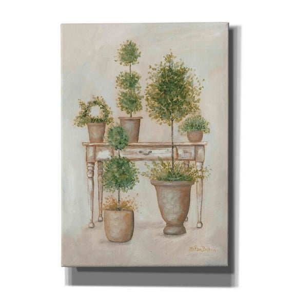 Epic Graffiti 'Potting Bench & Topiaries II' by Pam Britton, Canvas Wall Art, 18"x26"