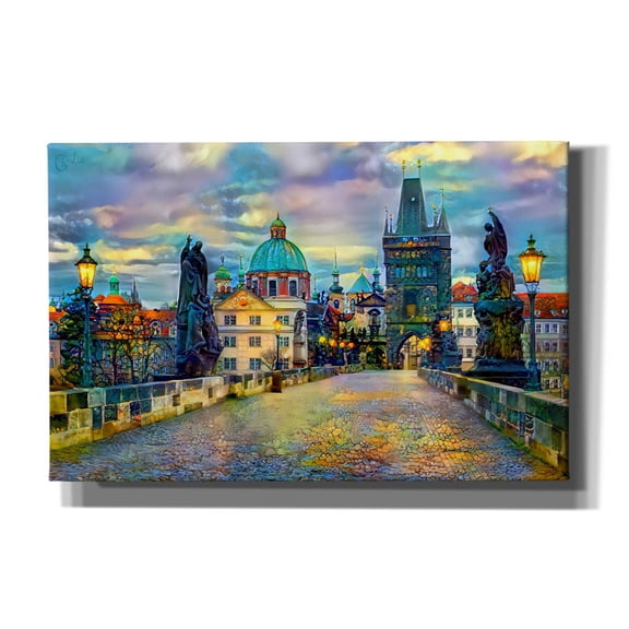 Epic Graffiti 'Prague Czech Republic Charles Bridge' by Pedro Gavidia, Canvas Wall Art, 40"x26"