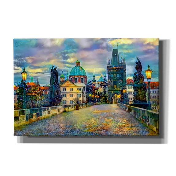 Epic Graffiti 'Prague Czech Republic Charles Bridge' by Pedro Gavidia, Canvas Wall Art, 60"x40"