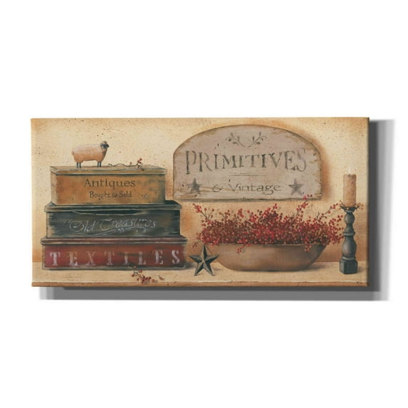 Epic Graffiti 'Primitives & Vintage' by Pam Britton, Canvas Wall Art, 24"x12"