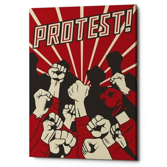 Epic Graffiti 'Protest' Giclee Canvas Wall Art - Red 12" x 18"