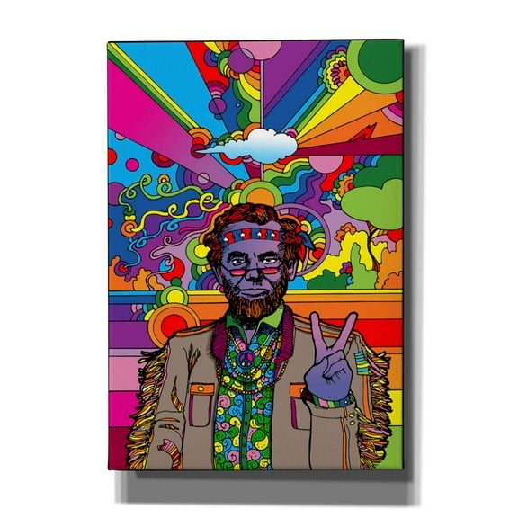 Epic Graffiti 'Psychedelic Abe' by Howie Green, Canvas Wall Art, 18"x26"