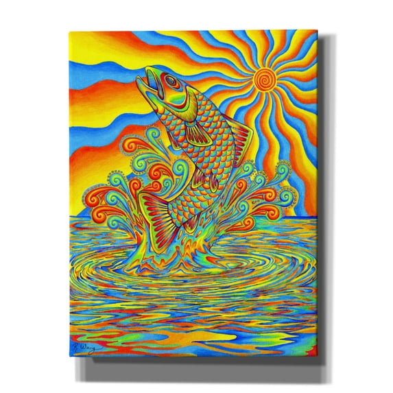 Epic Graffiti 'Psychedelic Rainbow Trout Fish' by Rebecca Wang Art, Canvas Wall Art, 26"x34"