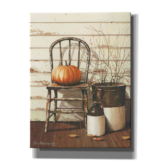 Epic Graffiti 'Pumpkin & Chair' by John Rossini, Canvas Wall Art, 12"x16"
