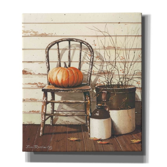 Epic Graffiti 'Pumpkin & Chair' by John Rossini, Canvas Wall Art, 26"x30"