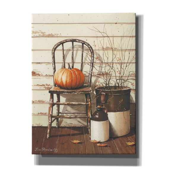 Epic Graffiti 'Pumpkin & Chair' by John Rossini, Canvas Wall Art, 40"x54"