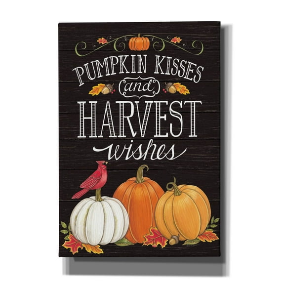 Epic Graffiti 'Pumpkin Kisses & Harvest Wishes' by Deb Strain, Giclee Canvas Wall Art, 18"x26"