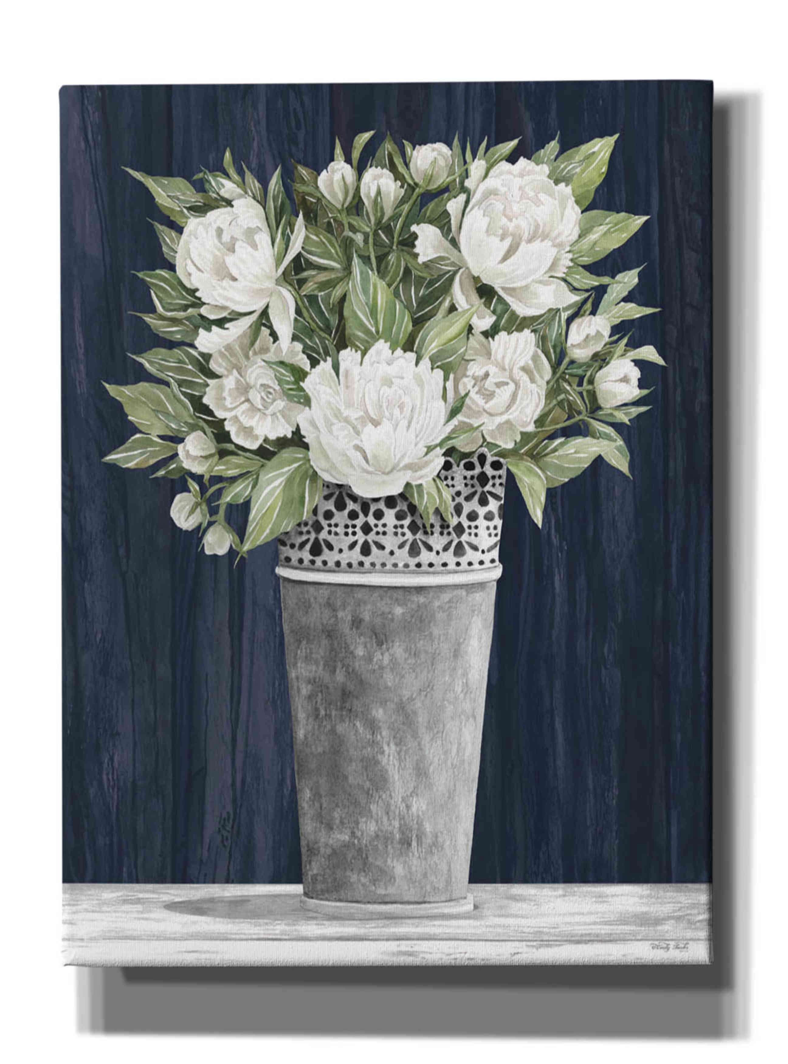 Epic Graffiti 'Punched Tin White Floral' by Cindy Jacobs, Canvas Wall ...