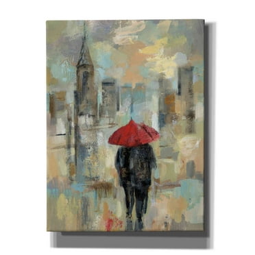 Epic Graffiti 'Rain in the City I' by Silvia Vassileva, Canvas Wall Art, 12"x16"