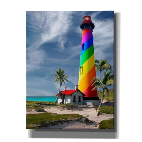 Epic Graffiti 'Rainbow Lighthouse South' by Mike Jones, Giclee Canvas Wall Art, 12"x16"
