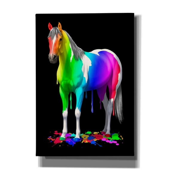 Epic Graffiti 'Rainbow Paint Horse' by Crista Forest, Canvas Wall Art, 18"x26"