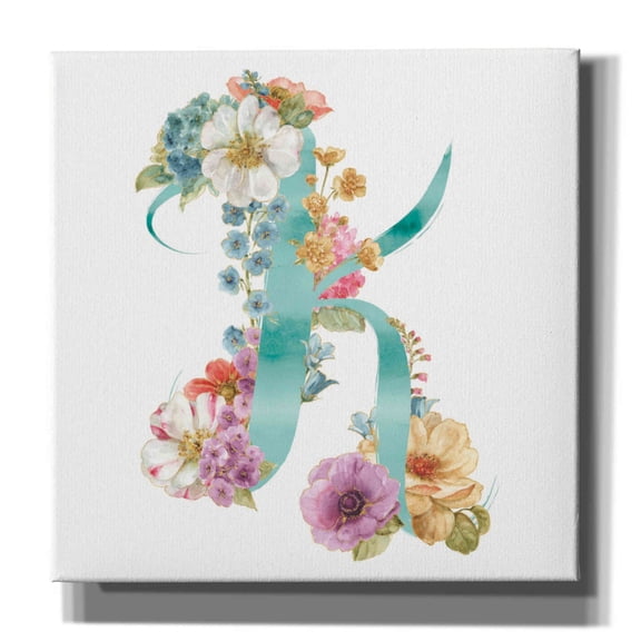 Epic Graffiti 'Rainbow Seeds Monogram K' by Lisa Audit, Canvas Wall Art, 26"x26"