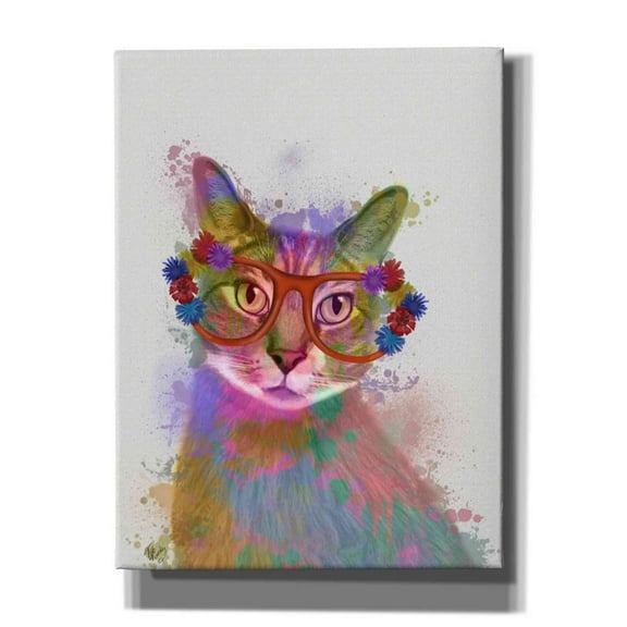 Epic Graffiti 'Rainbow Splash Cat 1' by Fab Funky Canvas Wall Art, 20"x24"
