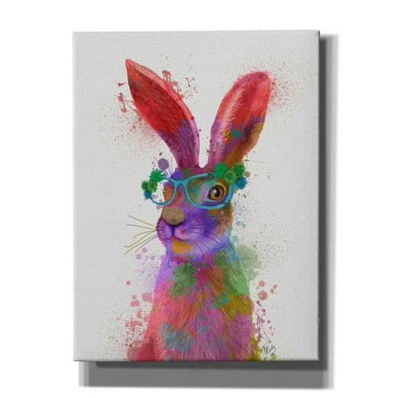 Epic Graffiti 'Rainbow Splash Rabbit 2, Portrait' by Fab Funky, Canvas Wall Art, 12"x16"