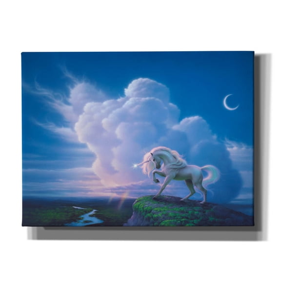 Epic Graffiti 'Rainbow Unicorn' by Kirk Reinert, Canvas Wall Art, 16"x12"