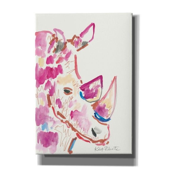 Epic Graffiti 'Rainbow the Rhino' by Kait Roberts, Canvas Wall Art, 18"x26"