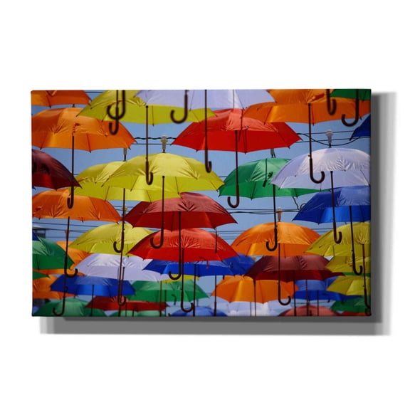 Epic Graffiti 'Raining Umbrellas' by Epic Portfolio, Giclee Canvas Wall Art, 60"x40"