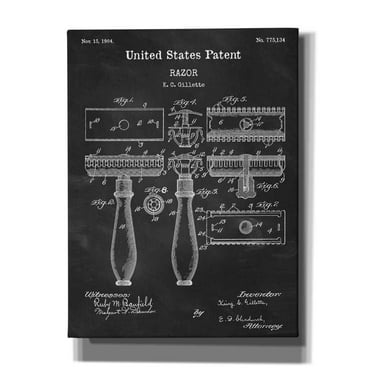 Epic Graffiti "Razor Blueprint Patent Chalkboard" Giclee Canvas Wall Art, 12"x18"