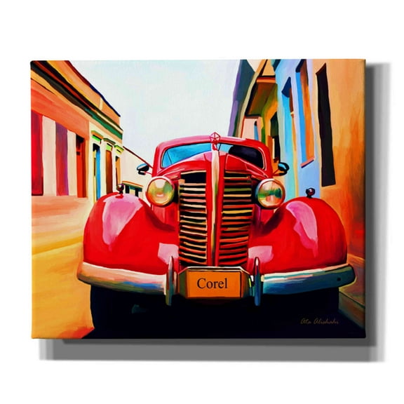 Epic Graffiti 'Red Car' by Ata Alishahi, Giclee Canvas Wall Art, 24"x20"