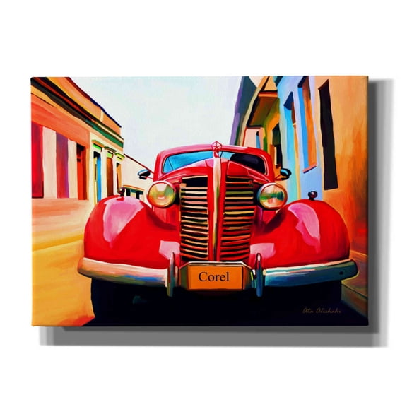 Epic Graffiti 'Red Car' by Ata Alishahi, Giclee Canvas Wall Art, 54"x40"