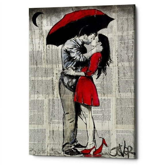 Epic Graffiti 'Red Rainy Love' by Loui Jover, Canvas Wall Art, 26"x40"