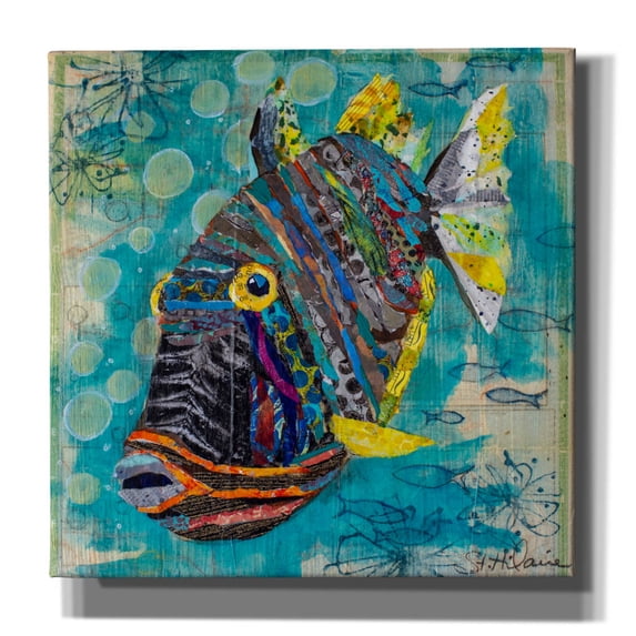 Epic Graffiti 'Reef Fish' by St. Hilaire Elizabeth, Canvas Wall Art, 12"x12"