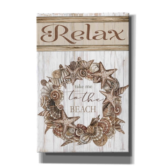 Epic Graffiti 'Relax Shell Wreath' by Cindy Jacobs, Canvas Wall Art, 12"x18"