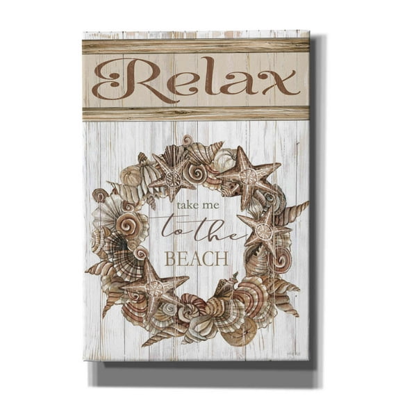 Epic Graffiti 'Relax Shell Wreath' by Cindy Jacobs, Canvas Wall Art, 18"x26"