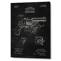 Epic Graffiti  "Revolver Blueprint Patent Chalkboard" Giclee Canvas Wall Art, 12" x 18" 18" x 26"
