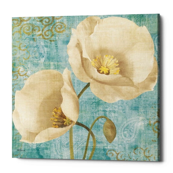 Epic Graffiti 'Rich Poppies on Paisley' by Albena Hristova, Canvas Wall Art, 26"x26"