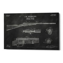Epic Graffiti  "Rifle Blueprint Patent Chalkboard" Giclee Canvas Wall Art, 12" x 18" 12" x 18"