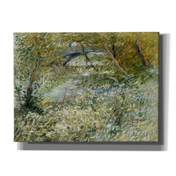Epic Graffiti 'River Bank In Springtime' by Vincent Van Gogh, Giclee Canvas Wall Art, 16"x12"