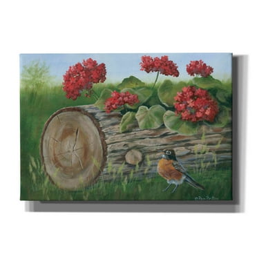 Epic Graffiti 'Robin & Germaniums' by Pam Britton, Canvas Wall Art, 26"x18"